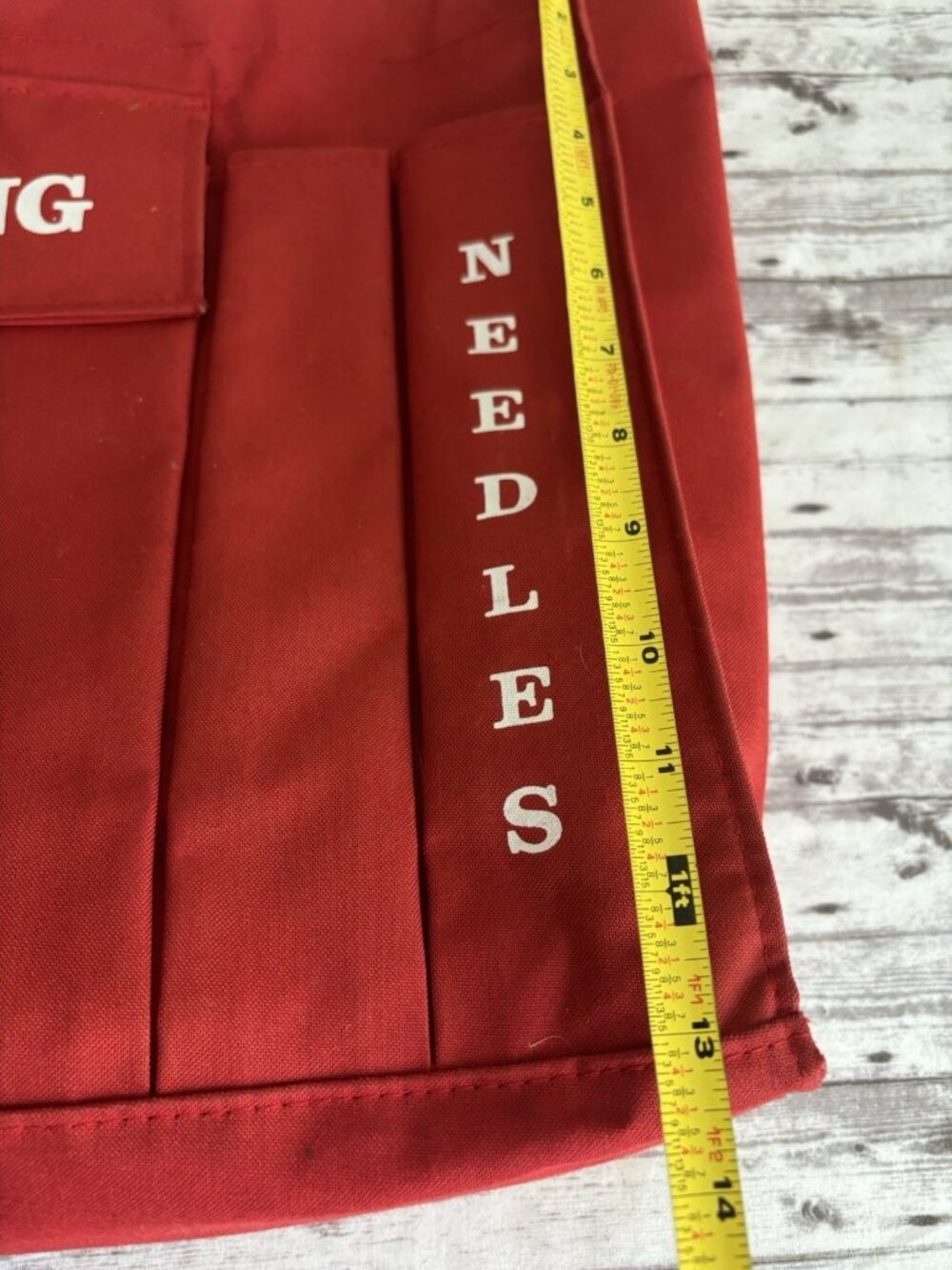 Vintage Red Needlecraft Knitting Needlework Crafts Project Tote Bag MCM - Picture 12 of 13